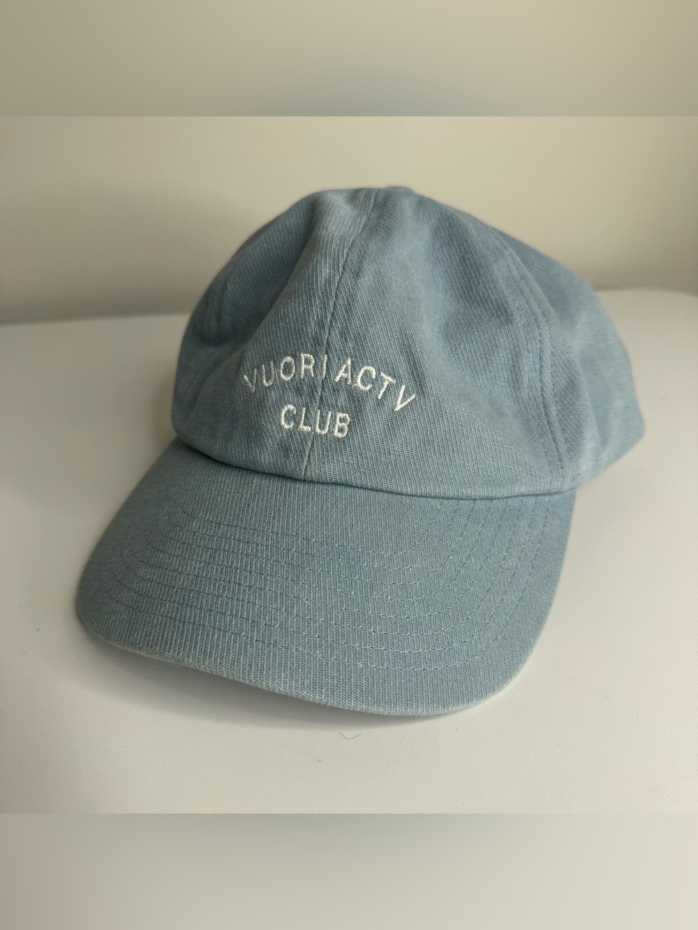 Vuori ACTV Club Dad Hat in Light Denim Blue 100% Cotton Adjustable